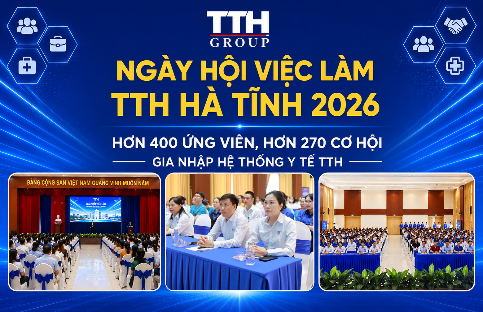 NGÀY HỘI VIỆC LÀM TTH HÀ TĨNH 2026: HƠN 400 ỨNG VIÊN, HƠN 270 CƠ HỘI GIA NHẬP HỆ THỐNG Y TẾ TTH